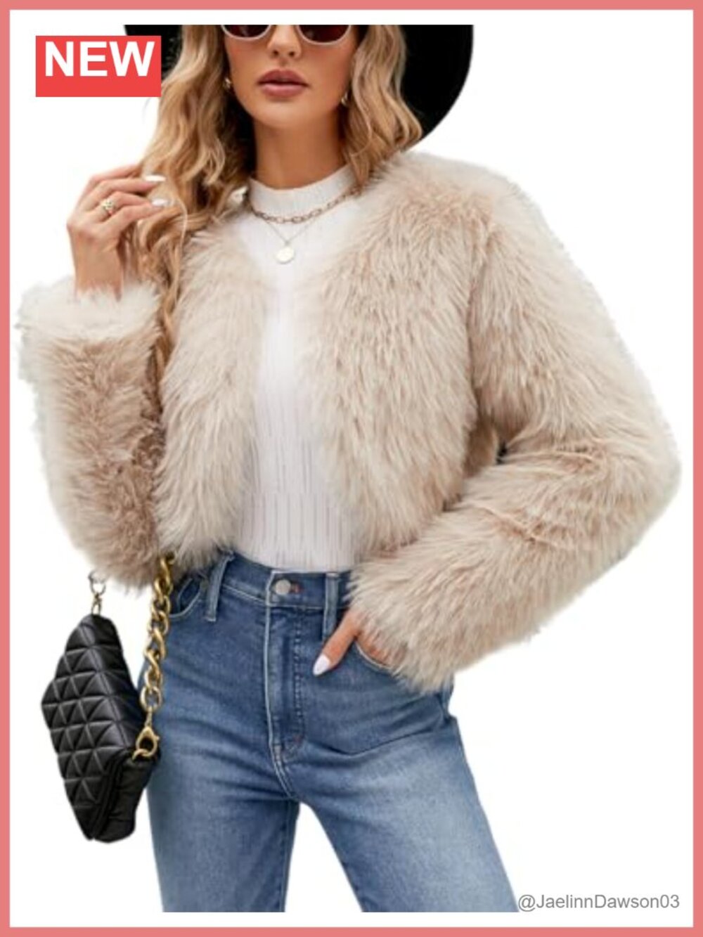 Gihuo Women's Cropped Faux Fur Coat Long Sleeve Open Front Cardigan Fleece